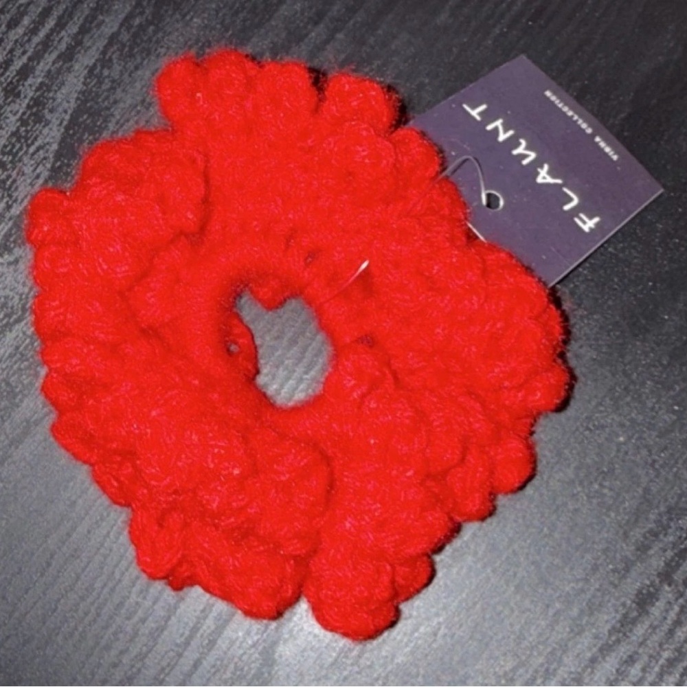 Red Crochet Puff Scrunchie